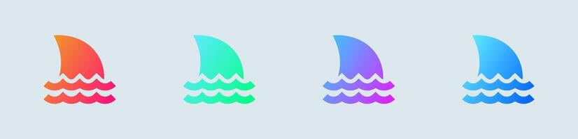 Shark solid icon in gradient colors. Fish signs illustration. vector