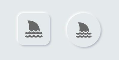 Shark solid icon in neomorphic design style. Fish signs illustration. vector