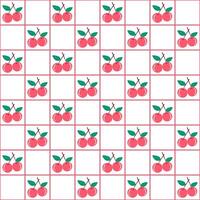 Red Cherry of Checkered chess on seamless pattern. vector