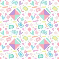 Cute playing for children. Funny style in seamless pattern. vector