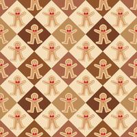 Gingerbread man in cookie style on seamless pattern. vector