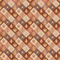 Gingerbread collection in brown theme. Seamless pattern. vector