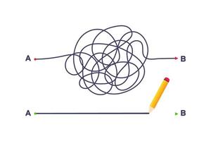 Complex and easy simple way from point A to B illustration. vector