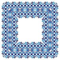 Ceramic tile border pattern. Islamic, indian, arabic motifs. Damask tile border seamless pattern. Porcelain ethnic bohemian background. vector