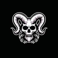 Illustrative Design of a Skull with Horns in a Scary Style vector