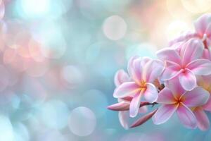 A beautiful copy space image featuring frangipani flowers blooming with a softly blurred background photo