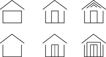 Minimalist House Line Icons Simple Architectural Set for Design vector