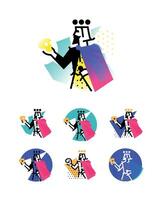 Logo for theatrical studio. Illustration of a Hamlet with a skull. The hero of the works of Shakespeare. The king's character on the stage. Color options. Abstract modern logo. vector