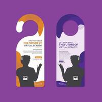 Virtual reality door hanger template with two variations concept design vector