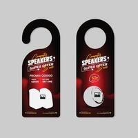 New arrival Computer Speaker Sales Door Hanger Template with Two Color Variation Design vector
