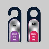 Virtual reality metaverse event training door hanger design template two variations concept design template vector