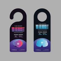 Future technology door hanger design or Virtual reality 3d game training workshop door hanger template with two variations concept design vector