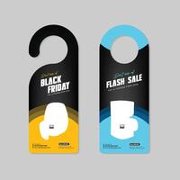 Flash sale door hanger design and home decor sale level and tags design template with two variations vector