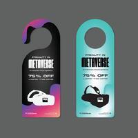 Realistic VR glasses door hanger design template two variations design vector