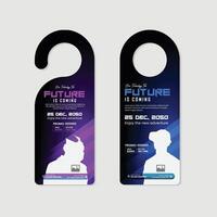 Door hanger design template for modern technology with virtual reality headset with two variations concept design vector