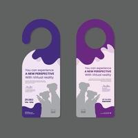 Virtual reality new technology workshop door hanger design template two variations design vector