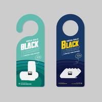 Black Friday Music gadgets product sale door hanger design template with Two Color Variation Design vector
