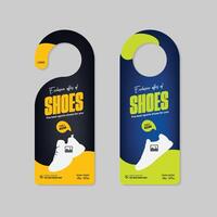 Walking footwear sale door hanger Design Template with two color variations vector