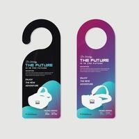 Virtual reality game workshop door hanger design template two variations design vector