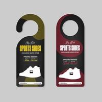 Sneakers sale door hanger template with two concept variations design vector