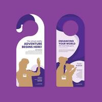 VR Headset Sale door hanger design template or Metaverse VR Box Workshop level and tags Design vector