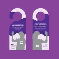 VR event web story design template or 3d game door hanger design template vector
