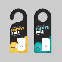 Festive Black Friday Mega Sale presentation door hanger Design Template with two variations vector