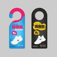 Sneakers sale door hanger design template with two color variations vector