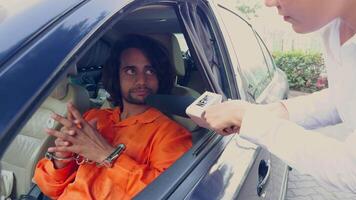 Interview with Handcuffed Suspect in Car video