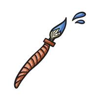 Paint brush colorful illustration isolated on square white background. Simple flat outlined cartoon art styled drawing. vector