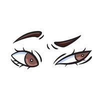 Distrust eye expression colorful illustration isolated on square white background. Simple flat outlined cartoon art styled drawing. vector