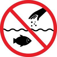 do not feed fishes and wildlife animals sign. prohibiting throwing food into water. Please Do not feed fishes. flat style. vector