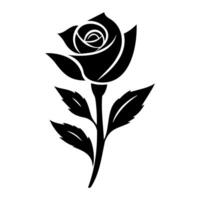 Intricate black rose design with flowing leaves. vector