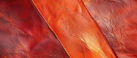 Beautiful original wide format background image in red-orange tones with texture of leather for design or creative work. photo