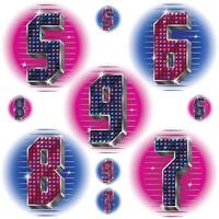 volume numbers 5,6,7,8,9 with shiny rhinestones vector