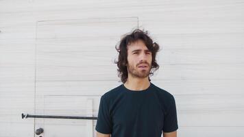 Pensive Man Looks Out Of The House Towards Infinity video