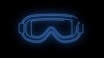 goggles icon with a neon effect that lights up blue video