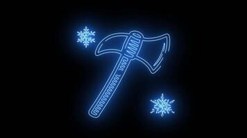 ice ax icon with a neon effect that lights up blue video