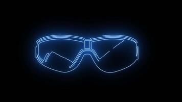 goggles icon with a neon effect that lights up blue video