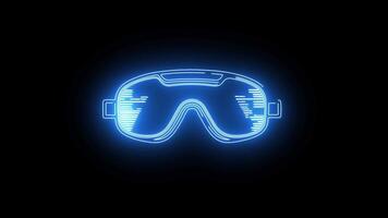 goggles icon with a neon effect that lights up blue video