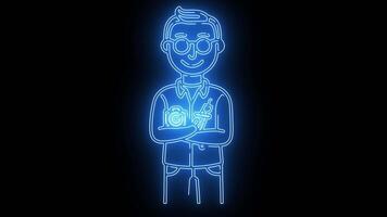 camera technician icon with a glowing neon effect video