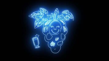 grape juice icon with a neon effect that lights up blue video