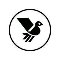 simple bird logo in black and white, bordered by a black circle, as a symbol of infinity vector