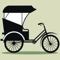 Rickshaw becak bandung west Tricycle vehicle Isolated on white background vector