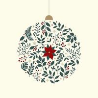 Christmas tree ball filled with floral ornament isolated on light background vector