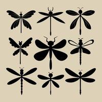Dragonfly Silhouette Collection Insect Design vector