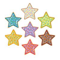 Doodle flat clipart. A small set of bright donuts in the shape of a star. To create charming unique cards for the holiday. vector