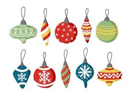 Doodle set Christmas tree toy with a picture for decoration, design of cards, invitations vector