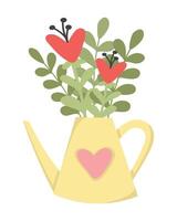 Cute card with flowers in a can. Easy to change color. vector