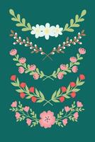 Set of cute flower arrangements and isolated botanical elements. Easy to change color. vector